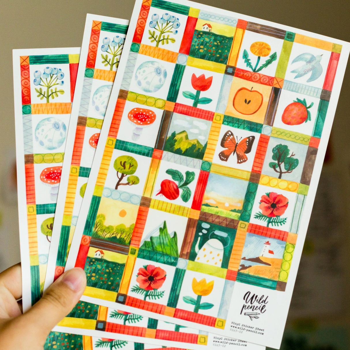 Wild Pencil Studio Vinyl Sticker Sheet - Meadow Mosaic