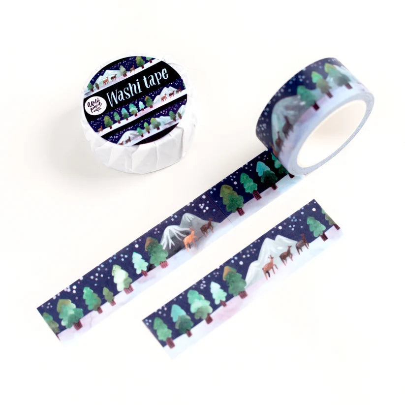 Wild Pencil Studio Washi Tape - Winter Night
✸ WASHI TAPE ✸
Cute washi tape to decorate your journals, seal your envelopes, scrapbook or packages. All the design are my own original. The washi tapes are printed in a traditional factory and are very high quality.
✸ DETAILS ✸
one roll measures 10 m (32.9 feet)
width of the roll is 20 mm (0.6 inch)
packaged in paper
