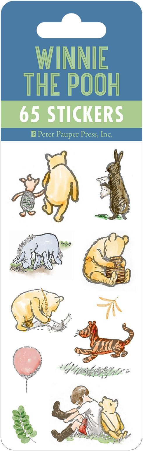This sweet-as-honey set of adorable stickers features Winnie-the-Pooh and all his friends! You'll find loads of cute characters from the Hundred Acre Wood, combined with whimsical accents! Shimmering holographic foil accents makes stickers pop. Joyful designs bring happiness wherever they stick! Set includes a generous assortment of 65 stickers! Premium stickers have a high-quality finish. Stickers peel off backing sheets easily. Adhesive adheres securely to paper and other surfaces for lasting placement.