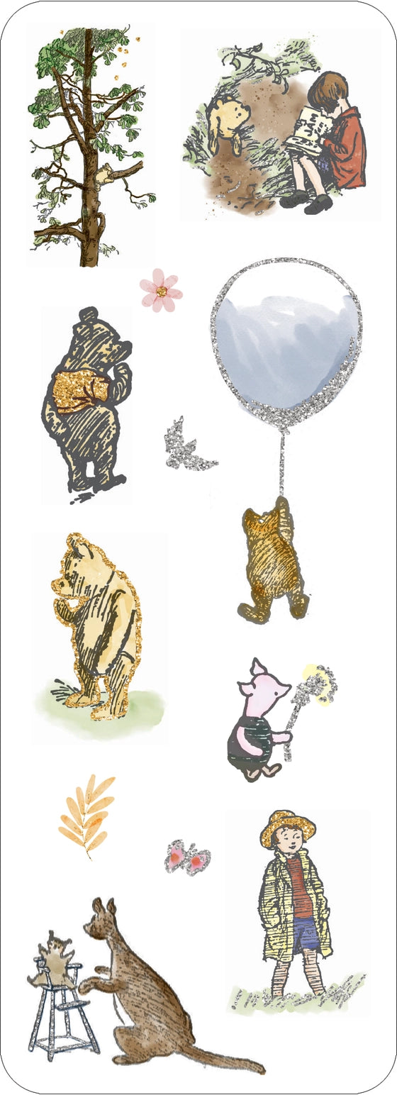 This sweet-as-honey set of adorable stickers features Winnie-the-Pooh and all his friends! You'll find loads of cute characters from the Hundred Acre Wood, combined with whimsical accents! Shimmering holographic foil accents makes stickers pop. Joyful designs bring happiness wherever they stick! Set includes a generous assortment of 65 stickers! Premium stickers have a high-quality finish. Stickers peel off backing sheets easily. Adhesive adheres securely to paper and other surfaces for lasting placement.
