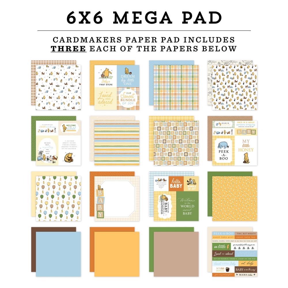 Winnie The Pooh Baby - Echo Park Double-Sided Cardmarkers Mega Paper Pad 6"X6"