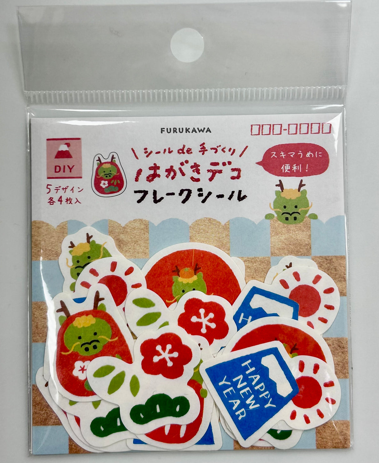 2024 Year of the Dragon Lunar New Year Sticker, made in Japan.
• This package includes 20 sticker (5 designs, 4 each)
• Each sticker measures approx. 1"
• Made in Japan
• Great for scrapbooks; gift wrap; photo albums; frames; stationary and more!
