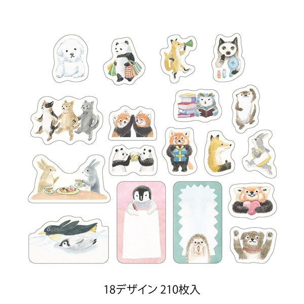 Yuru Log Sticker Roll - Animal Mood
Roll seals with a wide variety of designs:
Recommended for decorating notebooks, these roll stickers with perforations can be cut out as needed. It's also great that you can use plenty of stickers without hesitation when enjoying notebook arrangements.
The 'Animal Mood Patterns' feature 210 sheets (18
designs) that can be used plently, designed by Kana Nitta, featuring animals that express emotions through poses. Charming animals combined with speech bubble patterns