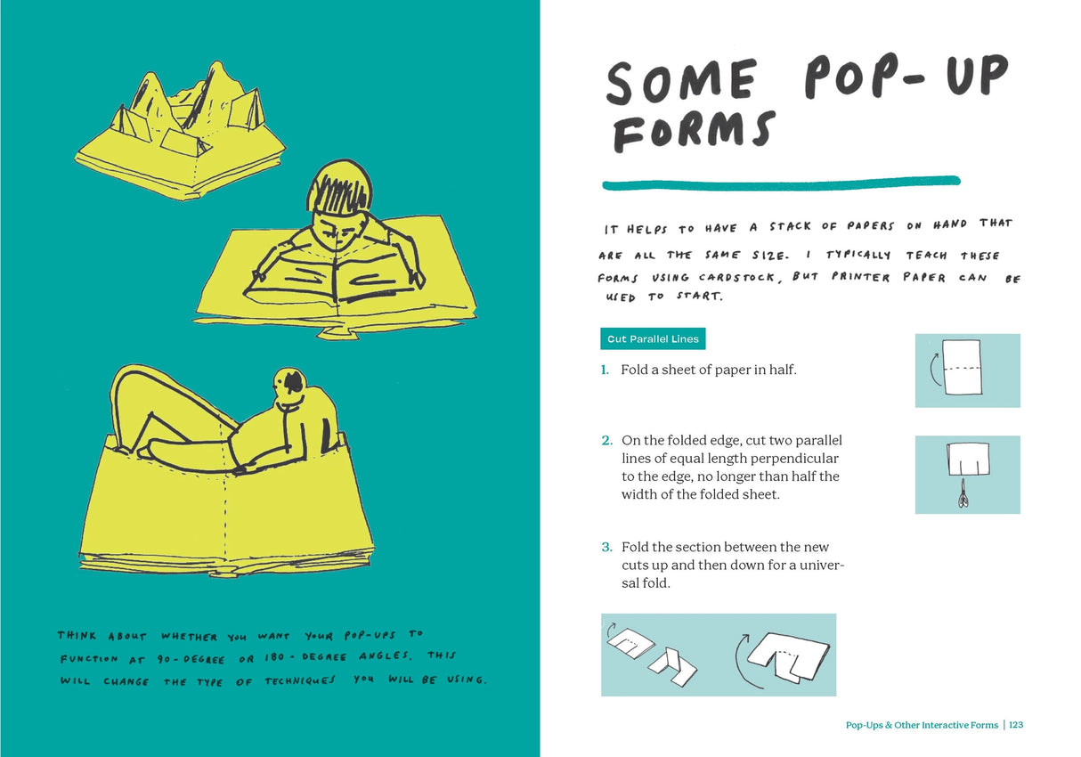 Learn to create zines and books with this approachable guide featuring illustrated, step-by-step lessons on making many different book formats. The possibilities are endless!
Channel your passions into zines, create your own notebooks and calendars, and try your hand at impressive pop-up and accordion books. This illustrated guide will empower you to share your ideas with the world in personalized, handcrafted packages. Whether you want to create a poetry chapbook, an illustrated ode to the people on your