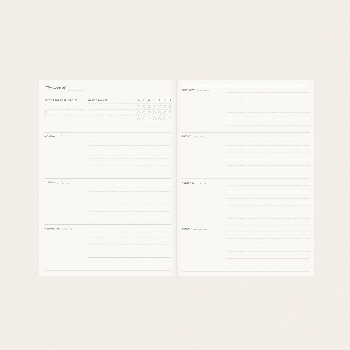 Botanica Paper Co. Linen Bound Undated Weekly Planner - Garden Floral