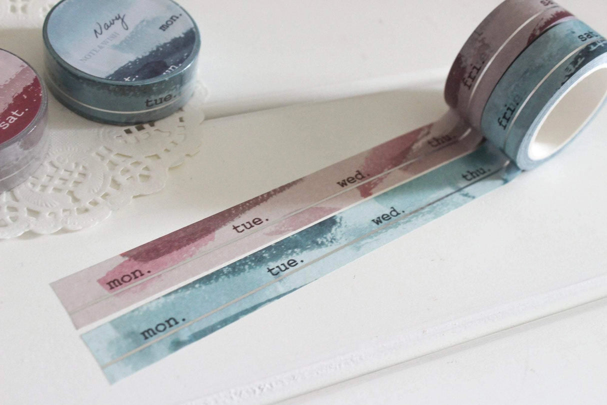 Note & Wish Burgundy and Navy Days Washi Tape