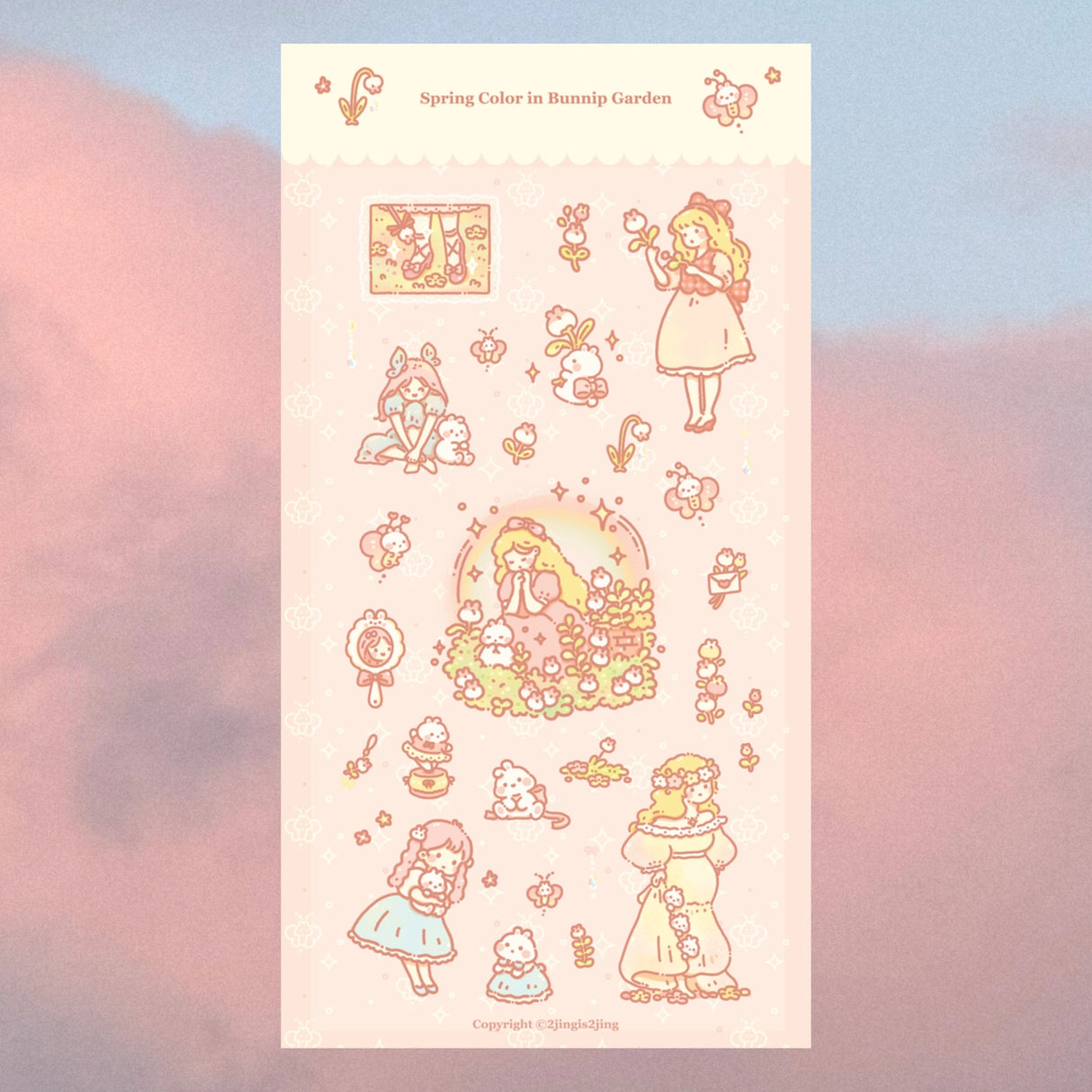 2jingis2jing Spring Color in Bunnip Garden Sticker Sheet