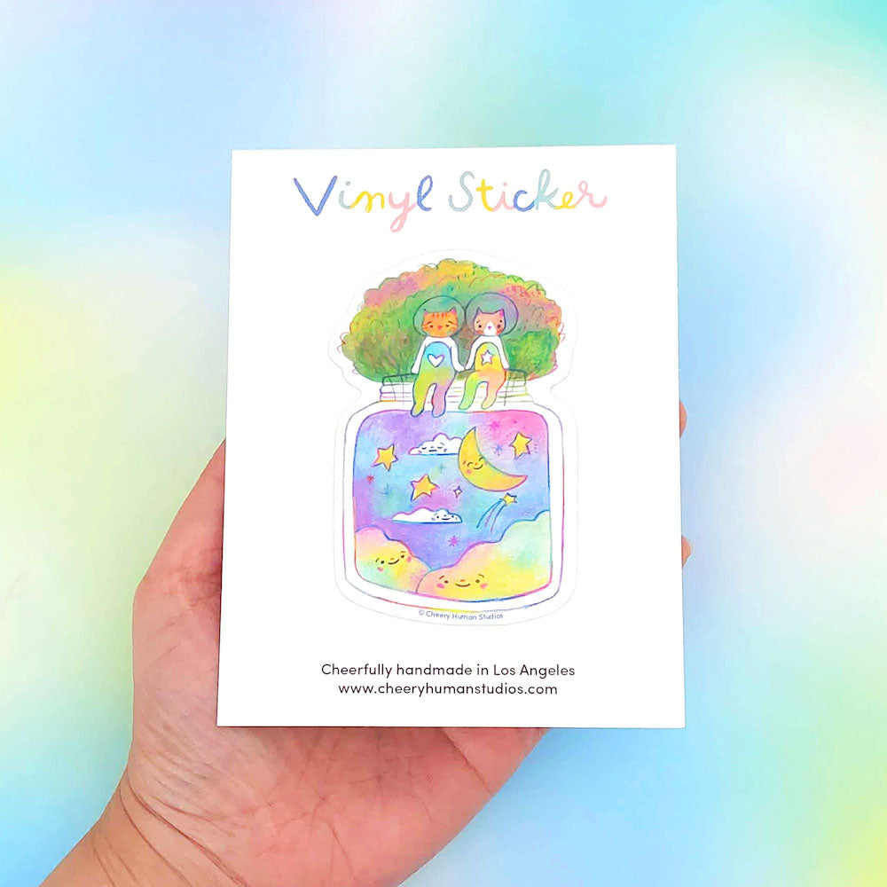 Tiny Worlds + Cats: Space Vinyl Sticker