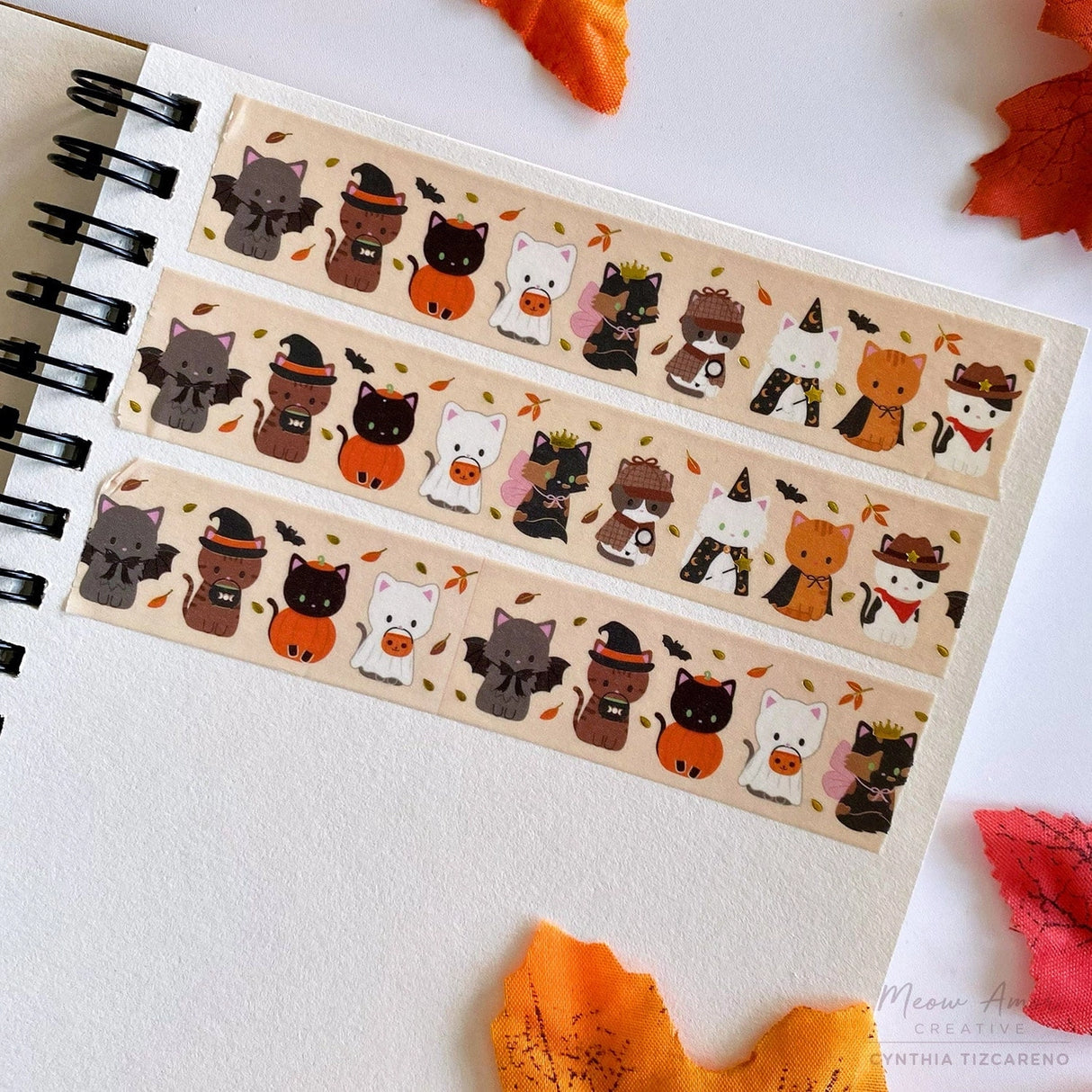Halloween Cat Parade Gold Foil Washi Tape