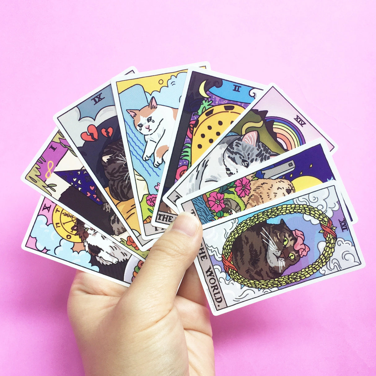 Three of Swords Tarot Cat Meme Stickers (Minor Arcana)