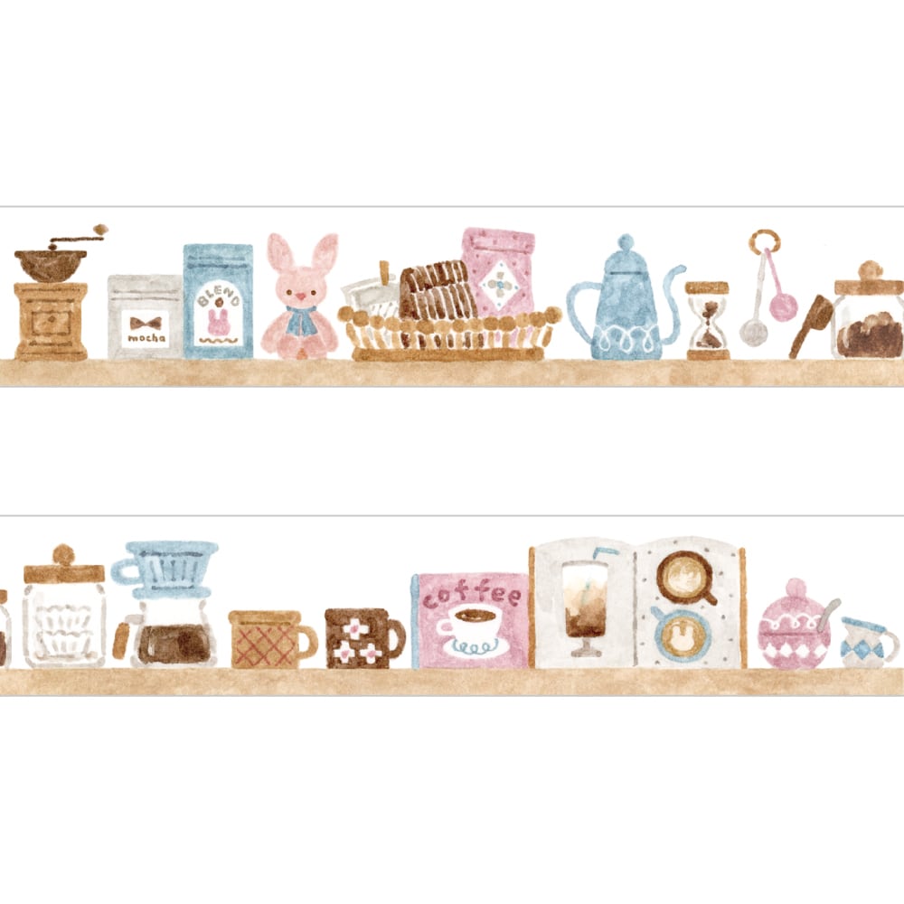 Nakauchi Waka Masking Tape - Rabbit and Coffee