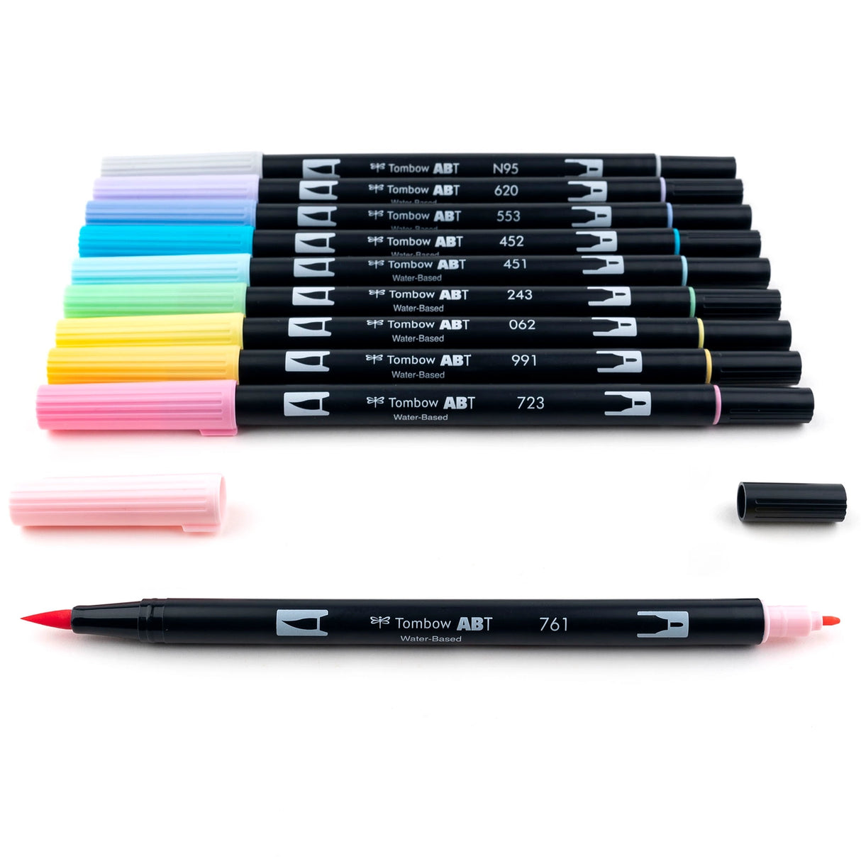 Dual Brush Pen, Pastel, 10-Pack +Free Fudenosuke