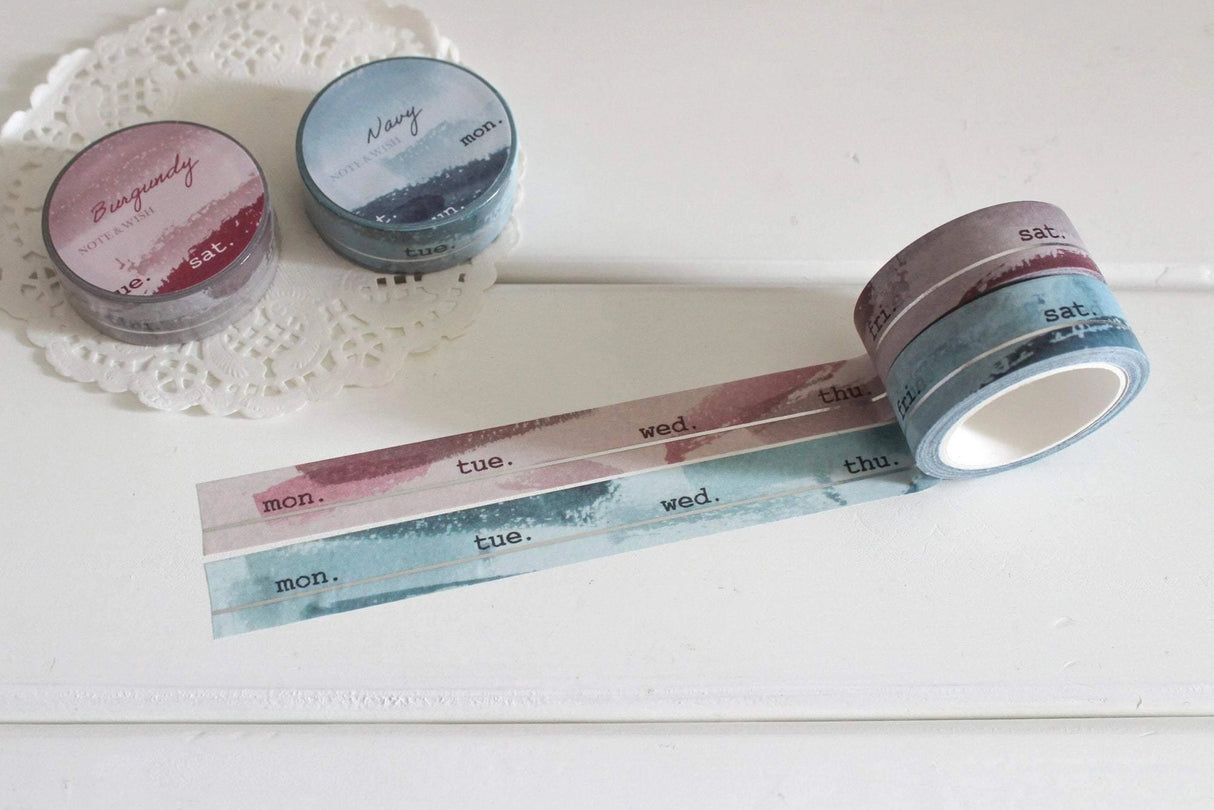 Note & Wish Burgundy and Navy Days Washi Tape