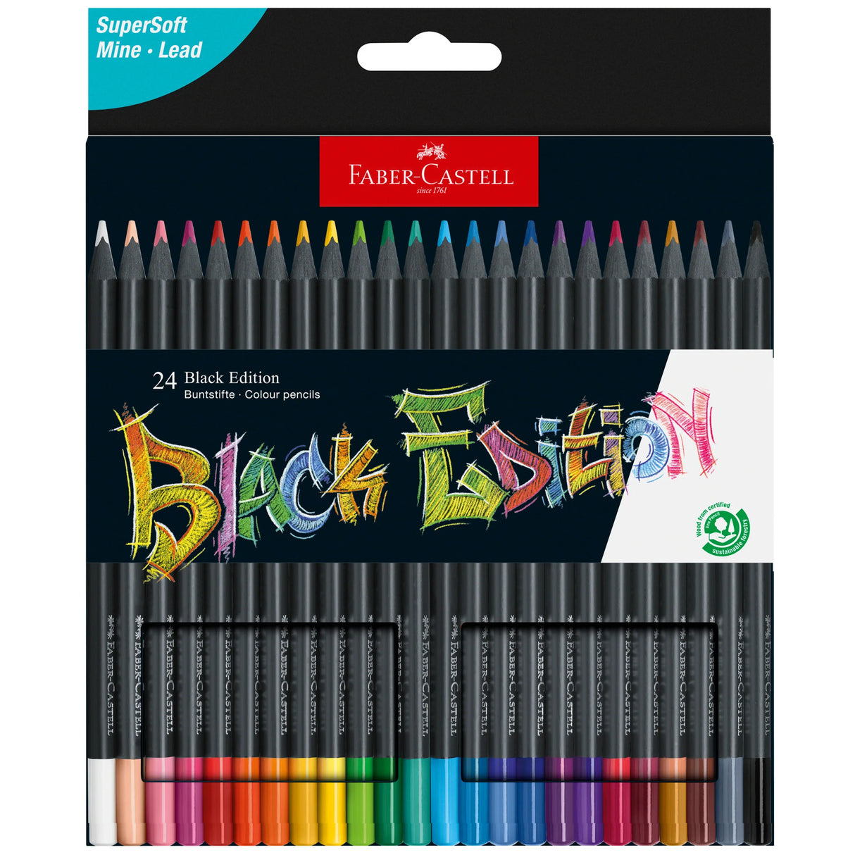 Faber-Castell Black Edition Colored Pencils - Box of 24