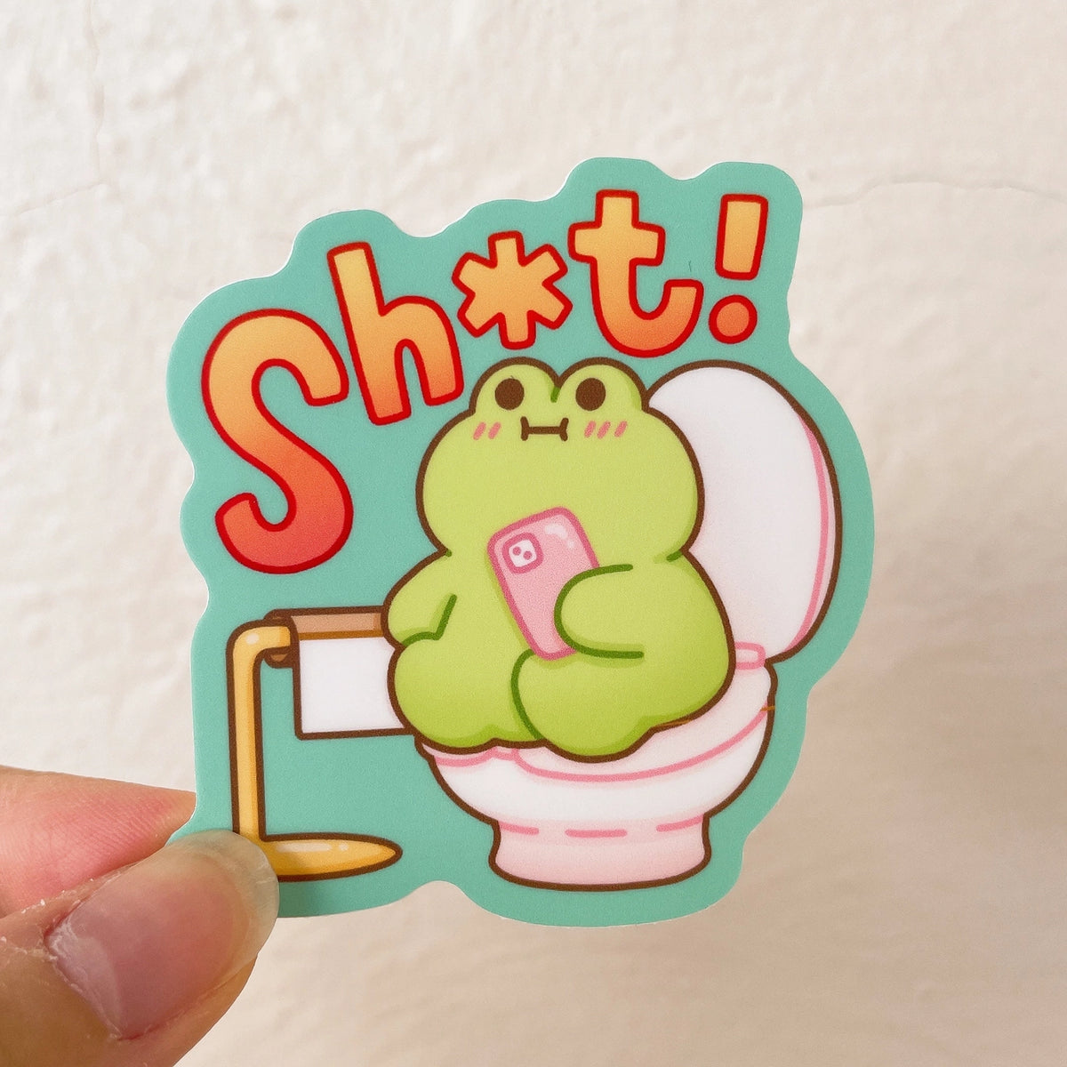 StickyRiceCo Vinyl Sticker - Sh*T! Matcha the Frog On Toilet