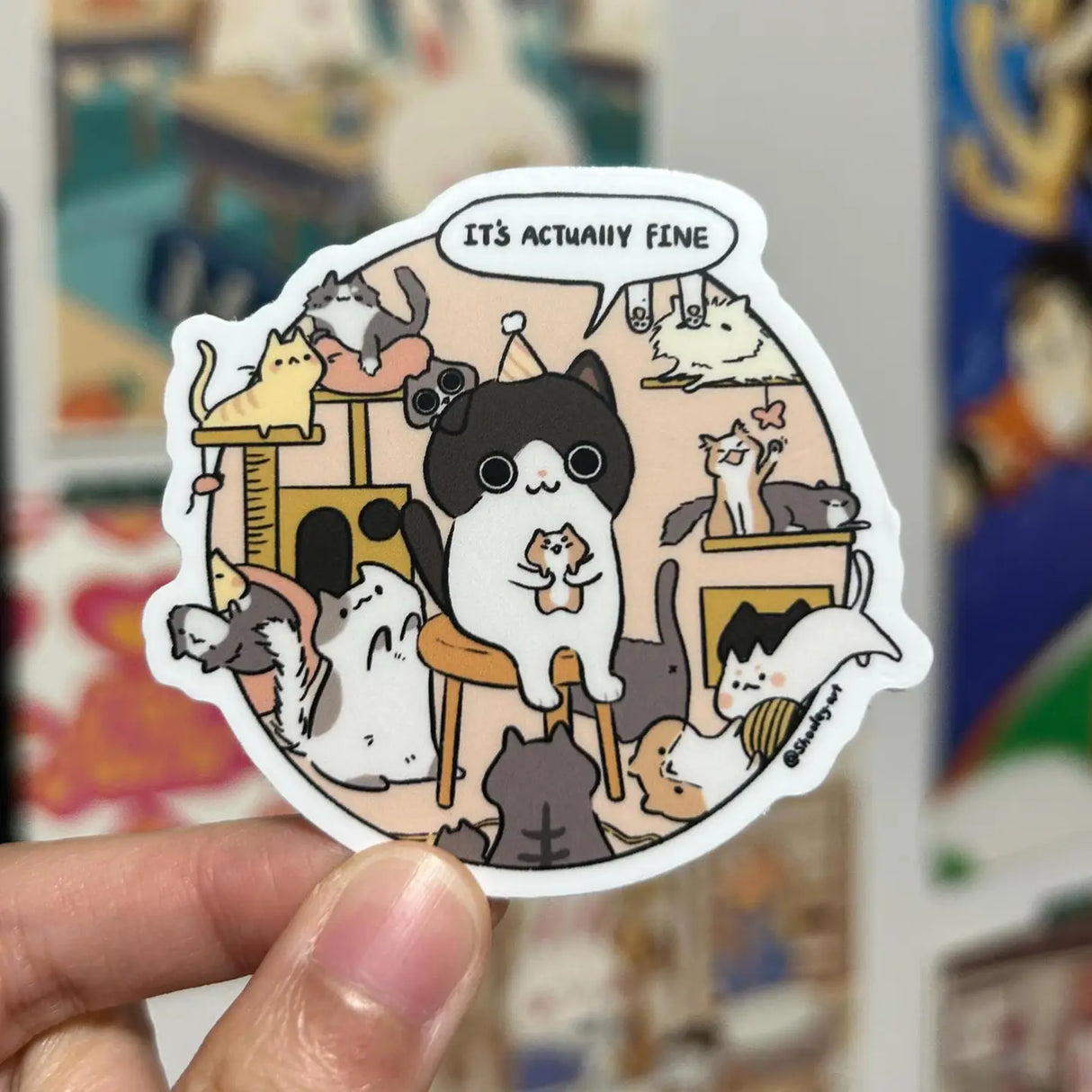 This Is Fine Cat Vinyl Sticker - Shooley