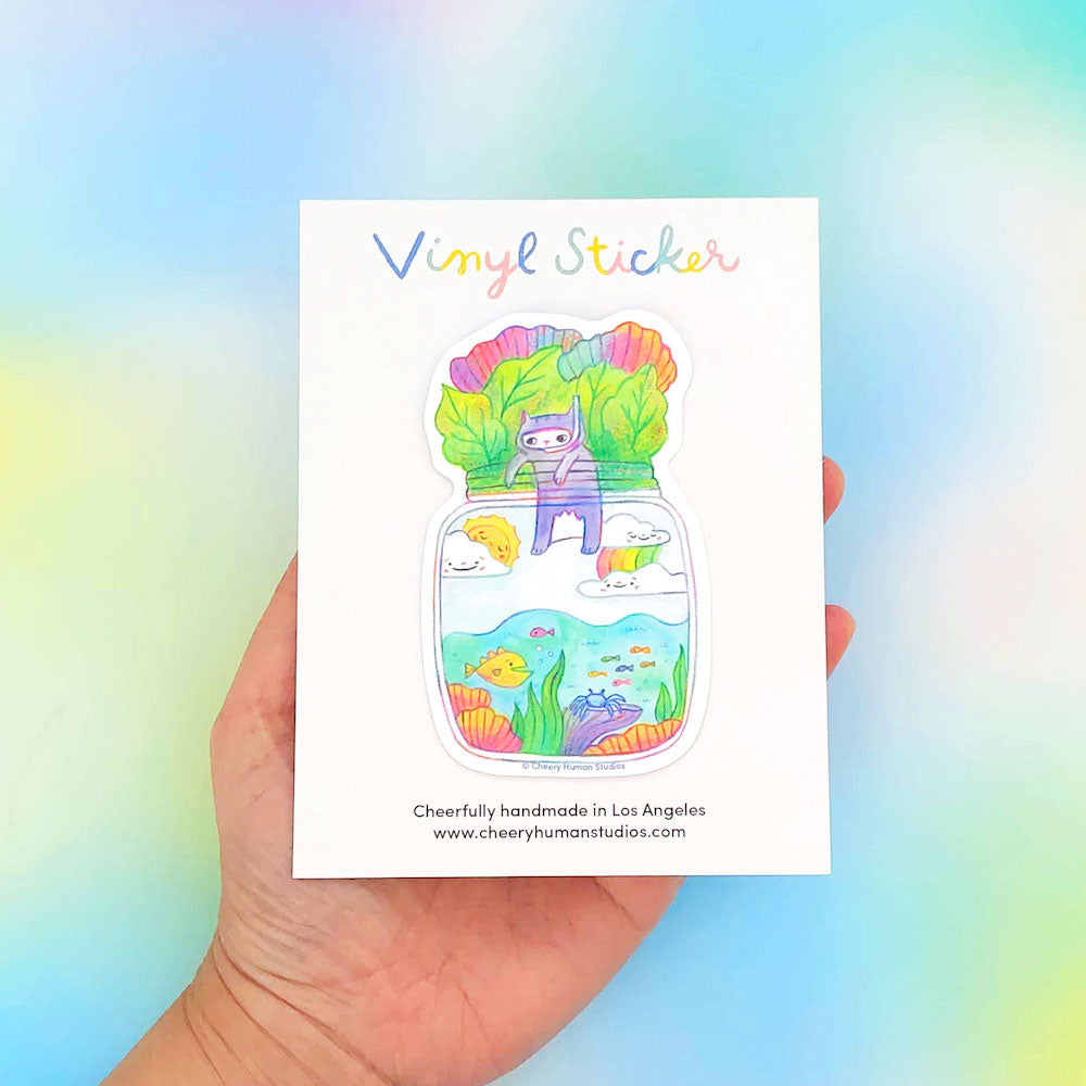 Tiny Worlds + Cats: Ocean Vinyl Sticker