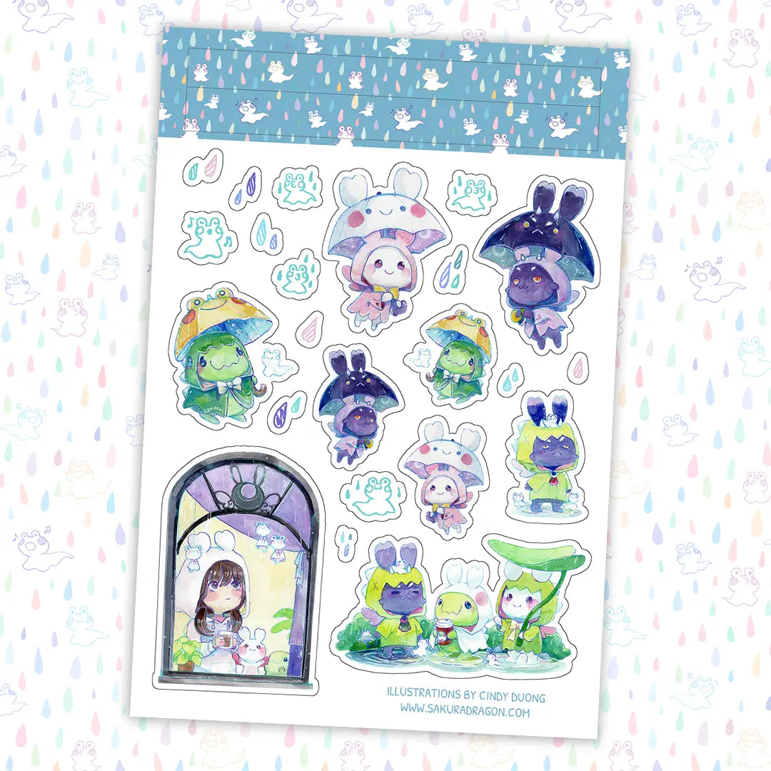 Sakuradragon Rain Spirits Sticker Sheet