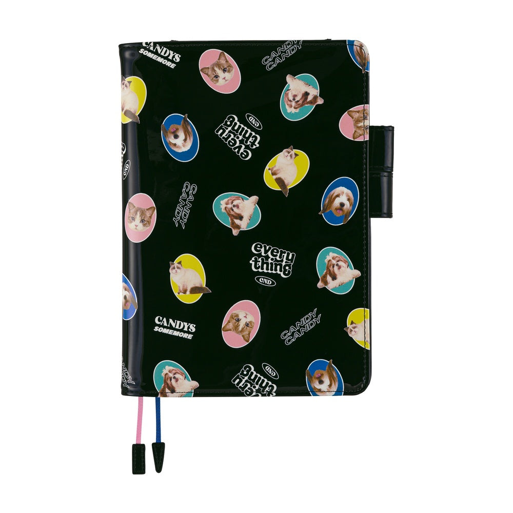 Hobonichi Techo A5 Cover - Candy Stripper: Random Dog & Cat (Black)