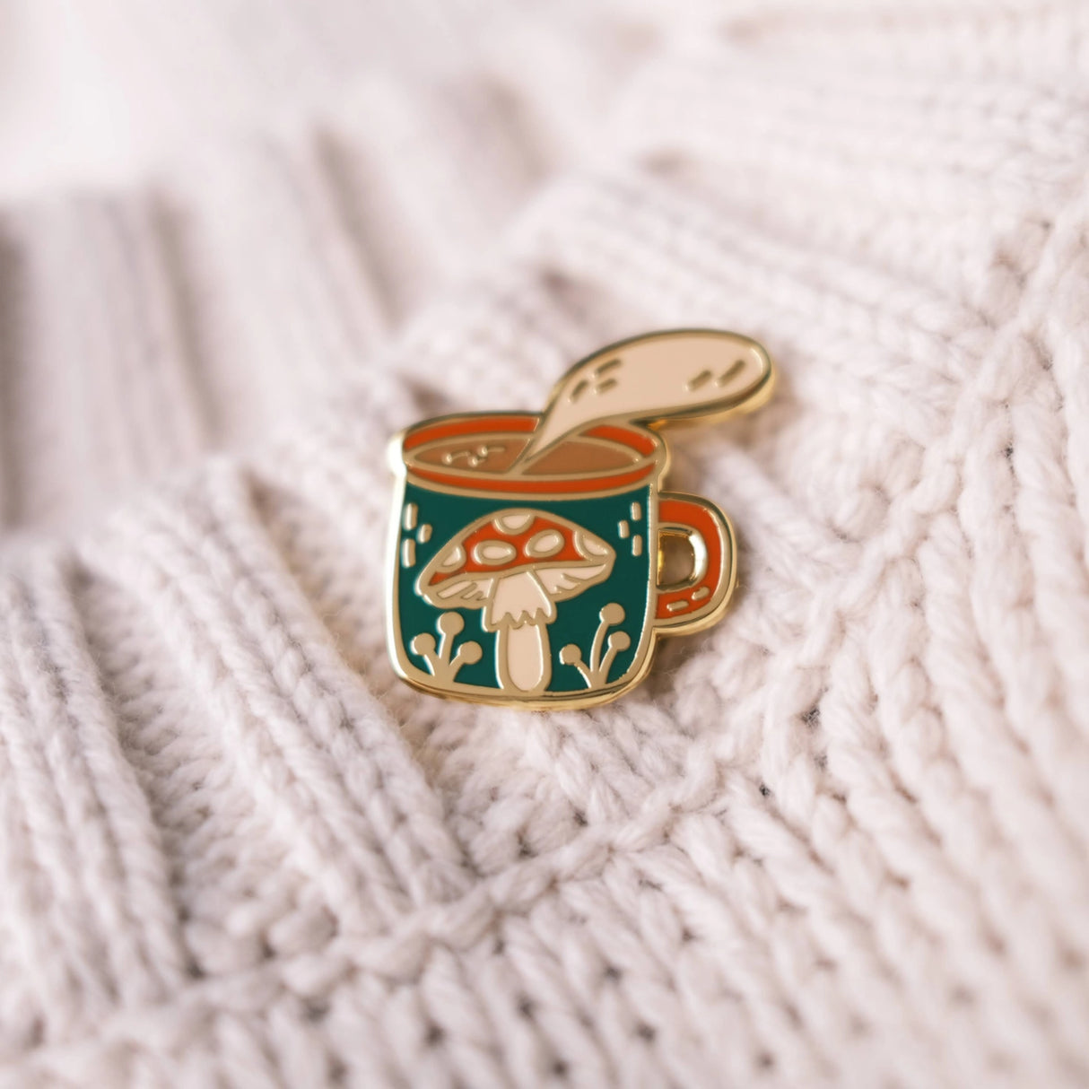 Mushroom Mug Enamel Pin