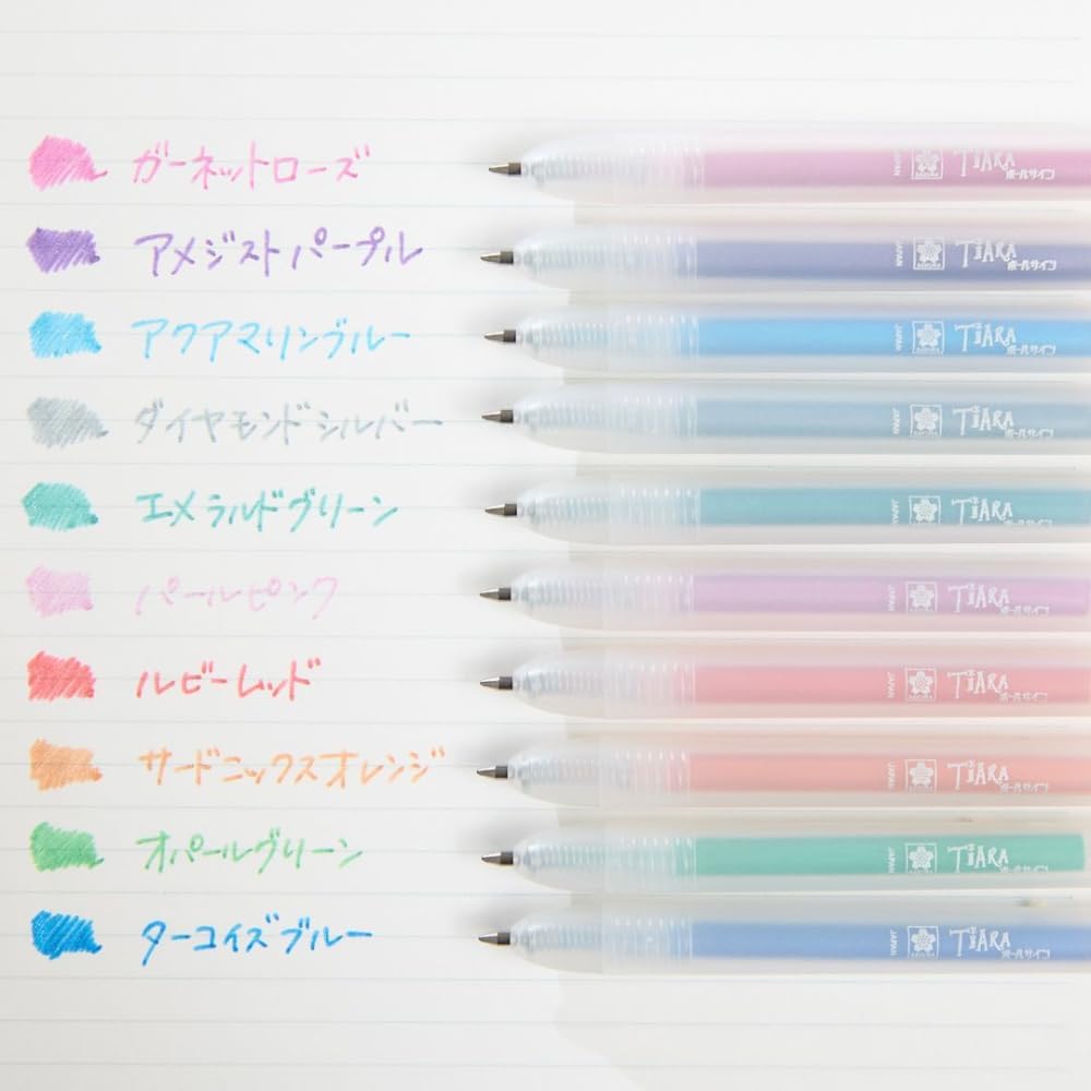 Ballsign Tiara Glitter Retractable Ballpoint-Pen - 10 Color Set