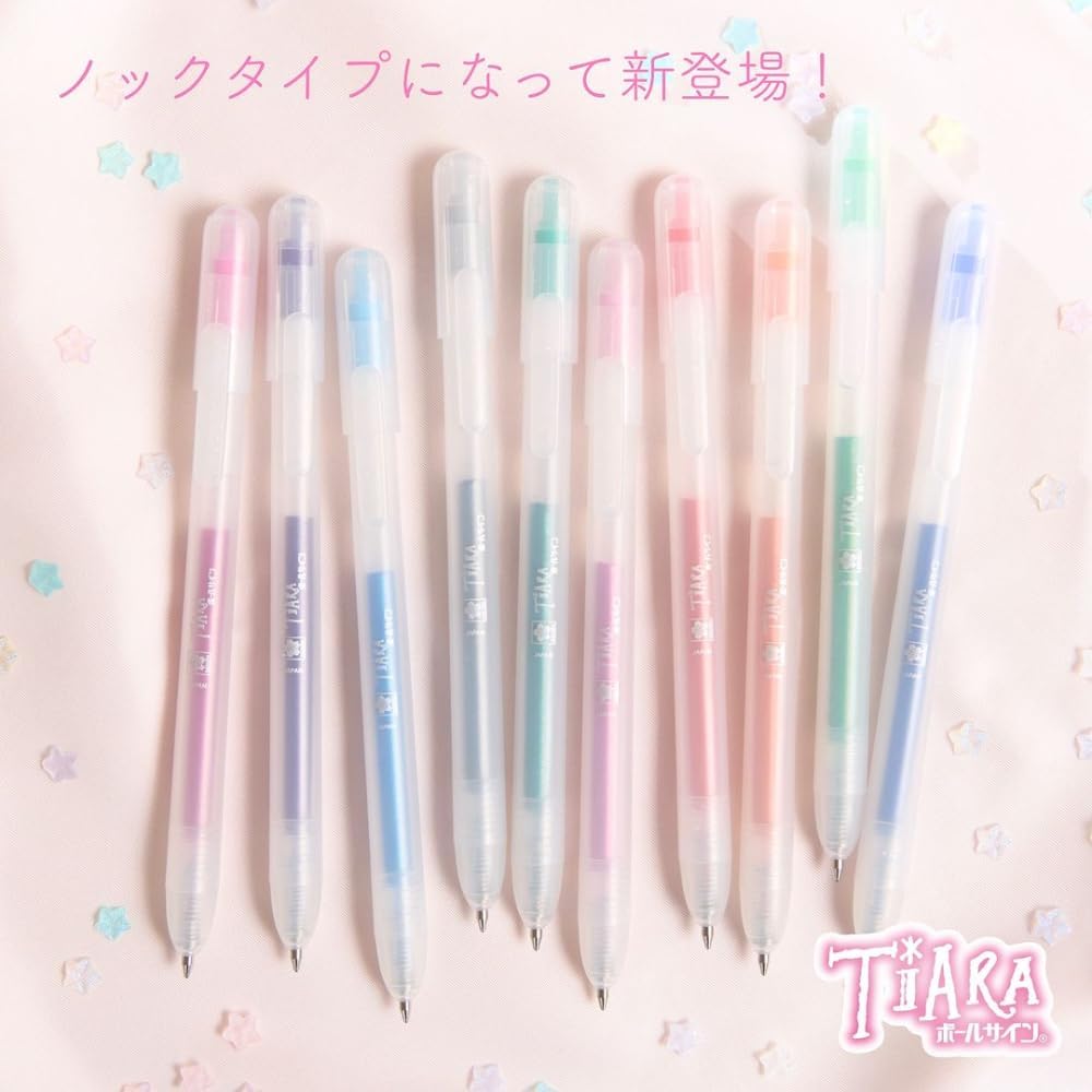 Ballsign Tiara Glitter Retractable Ballpoint-Pen - 10 Color Set