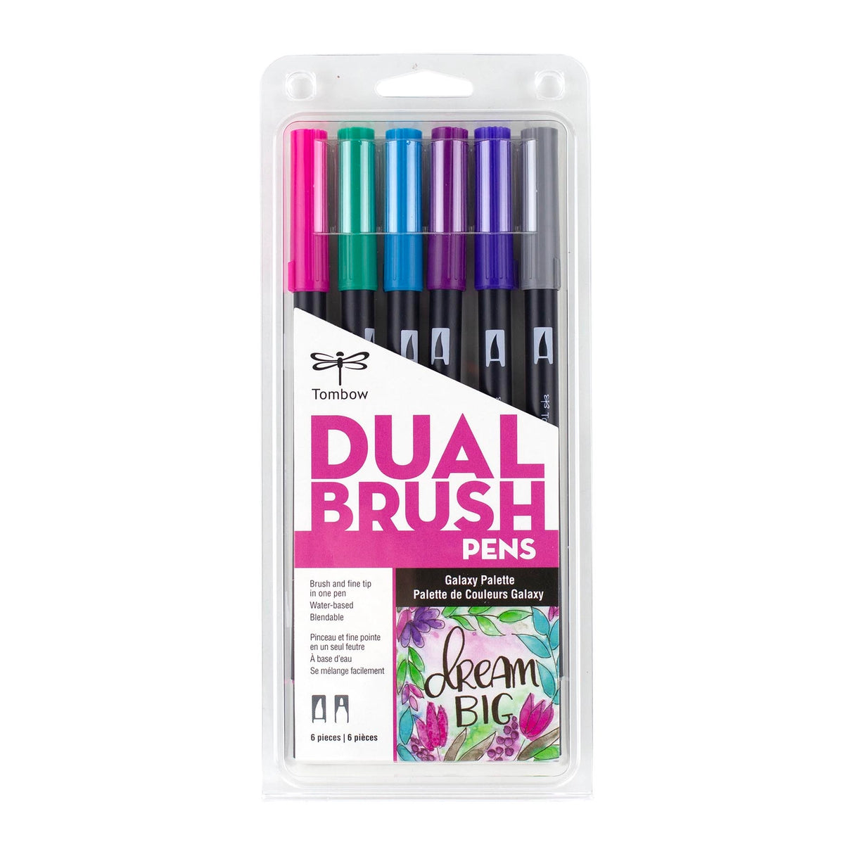 Dual Brush Pen Art Markers Galaxy 6-Pack