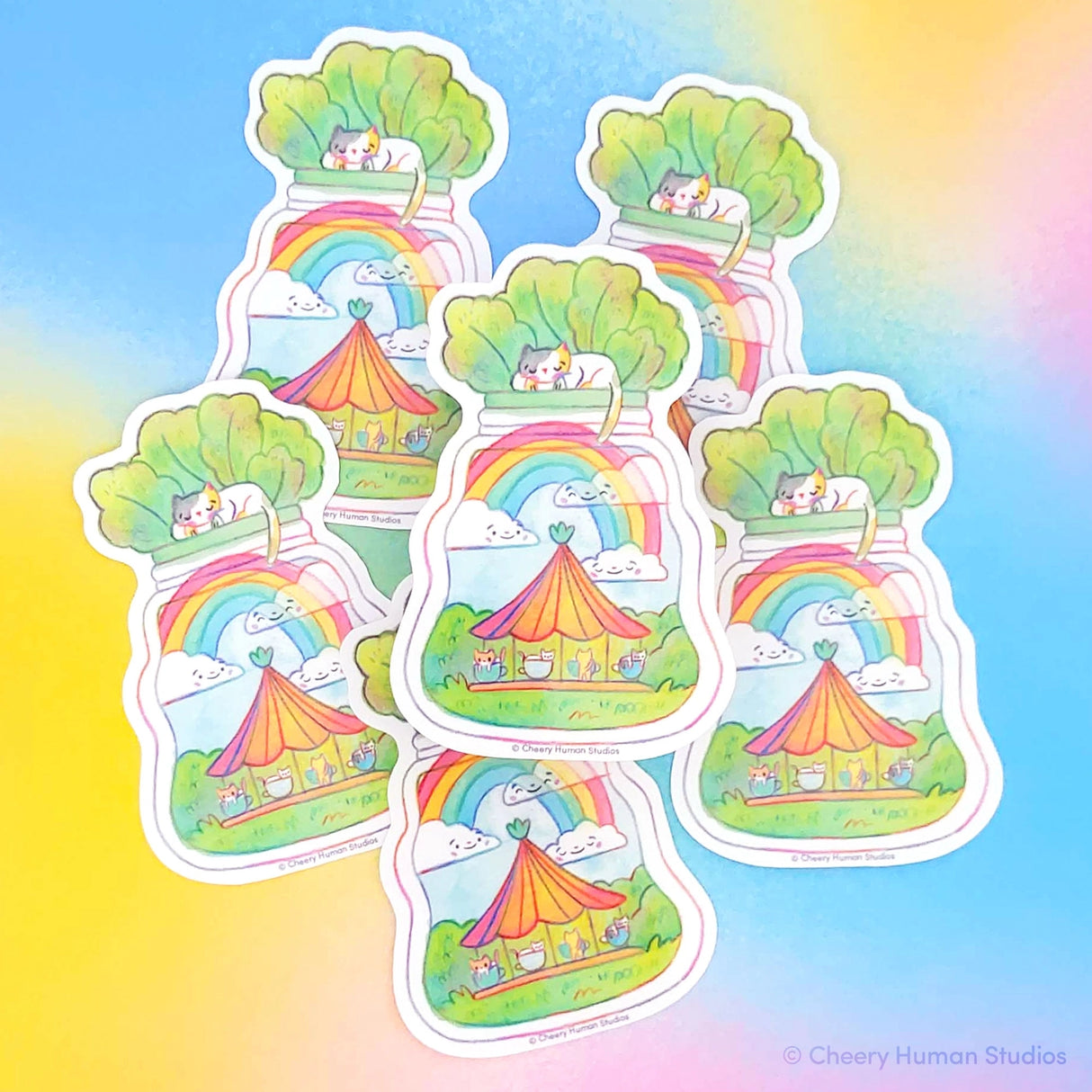 Tiny Worlds + Cats: Carousel Vinyl Sticker