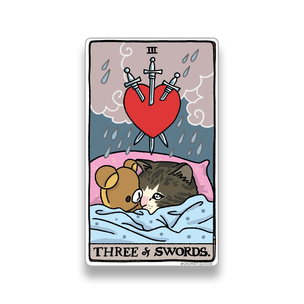 Three of Swords Tarot Cat Meme Stickers (Minor Arcana)