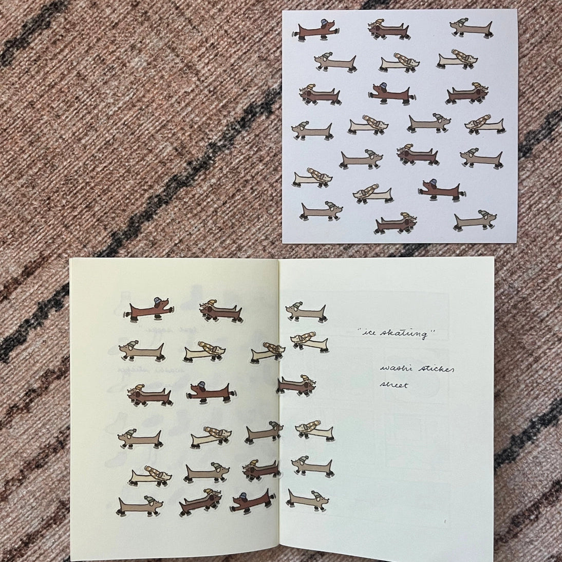 Ice skating sausages everywhere!
Includes 1 sticker sheet
Measurements: 10 cm x 10 cm