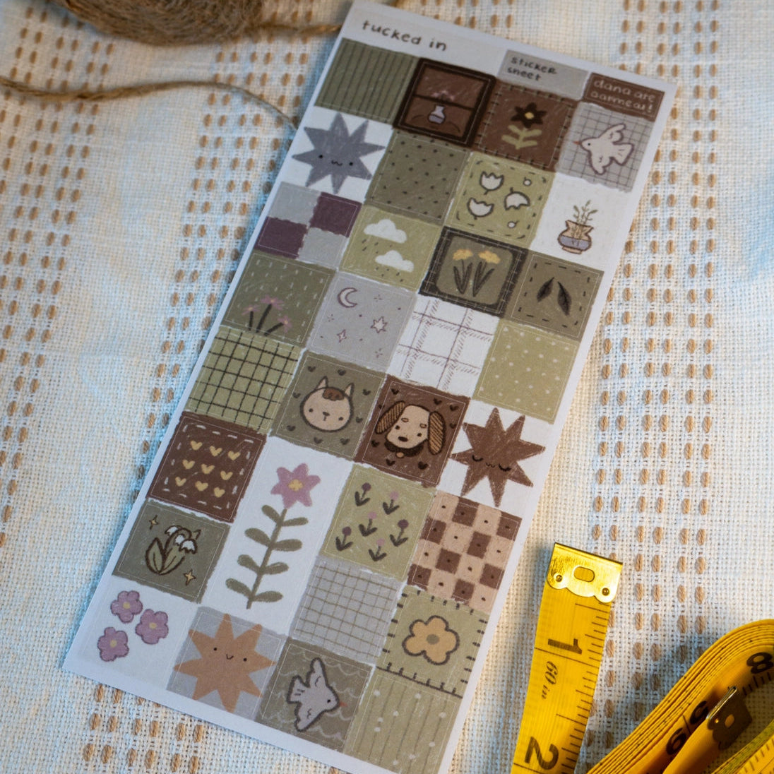 Tucked into bed with a warm, heavy quilt.
Kiss cut washi sticker sheet
Includes 1 sheet 7.5" x 3.5"