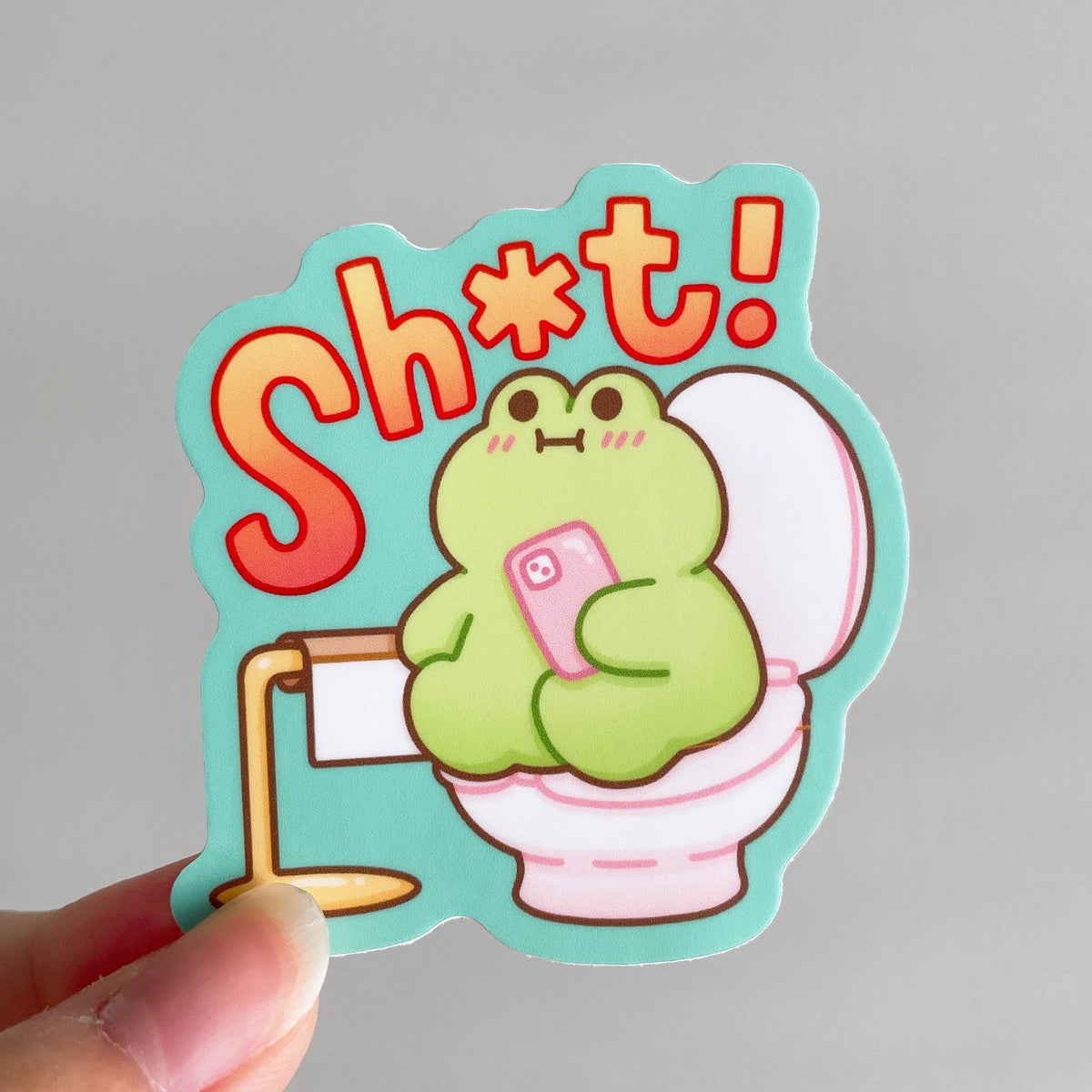 StickyRiceCo Vinyl Sticker - Sh*T! Matcha the Frog On Toilet