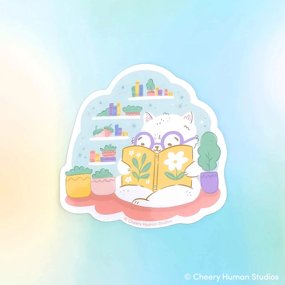 Reading Nook Cat Vinyl Sticker