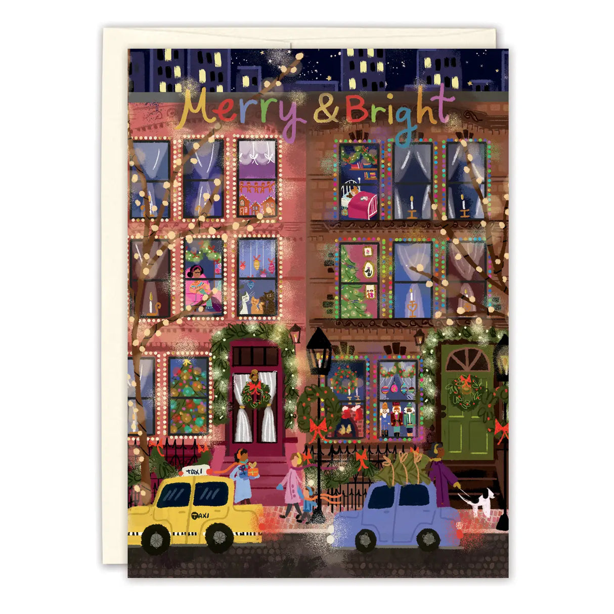 Festive Townhouse Scene Holiday Card