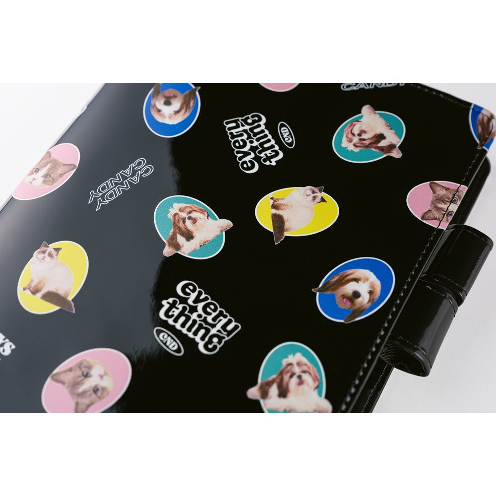 Hobonichi Techo A5 Cover - Candy Stripper: Random Dog & Cat (Black)