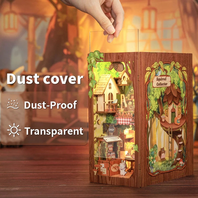 Squirrel Collector DIY Book Nook Kit with Dust Cover