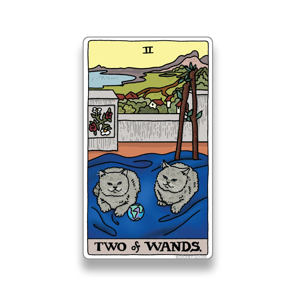 Two of Wands Tarot Cat Meme Stickers (Minor Arcana)