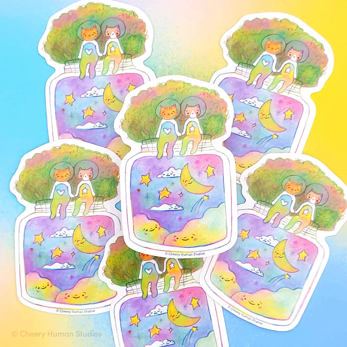 Tiny Worlds + Cats: Space Vinyl Sticker