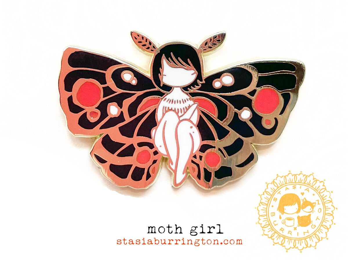 Moth Girl - Red Enamel Pin
