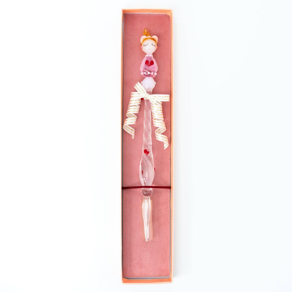 Fashionable Lady Lovery-Chan Glass Dip Pen Heart Pattern