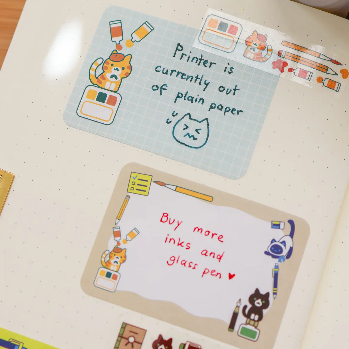 Stationery Cats Paper Labels Sticker Roll