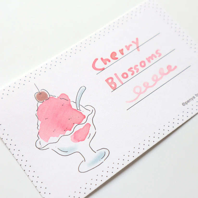Shaved Ice Ink Swatch Card Set by forme.
These business-sized cards can be used as ink sample cards, a small message card, a short record of cafe visits, or a simple memo card.
