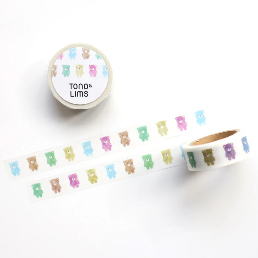 Tono & Lims 1 Washi Tape by forme.
A masking tape made in collaboration with Tono & Lims' adorable characters Kuma and Daku-kun!