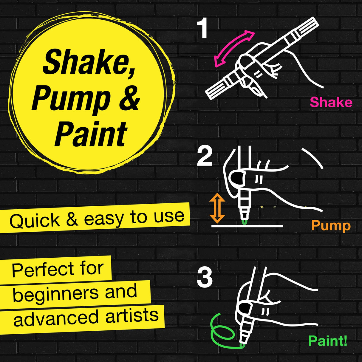 Faber-Castell Black Edition Shake & Paint Markers - Neon 4ct