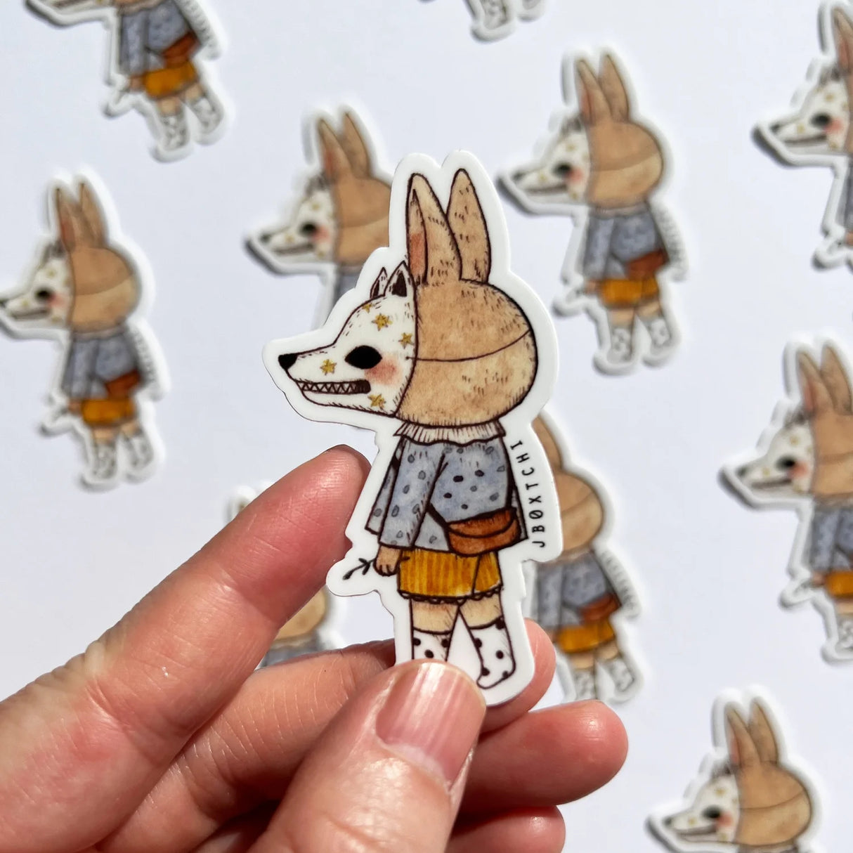 jb0xtchi Vinyl Sticker - Rabbit With Mask
The rabbit with mask vinyl sticker was illustrated by jb0xtchi (Jessica Ng). jb0xtchi creates stationary and small trinkets from whimsical ideas in the form of painting using ink, watercolour, and gouache.