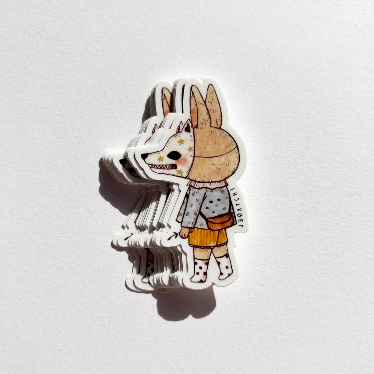 jb0xtchi Vinyl Sticker - Rabbit With Mask
The rabbit with mask vinyl sticker was illustrated by jb0xtchi (Jessica Ng). jb0xtchi creates stationary and small trinkets from whimsical ideas in the form of painting using ink, watercolour, and gouache.