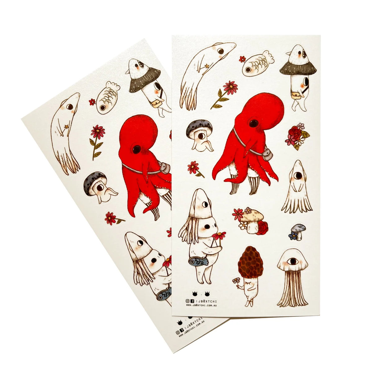 This whimsical themed washi sticker sheet was illustrated by jb0xtchi (Jessica Ng). jb0xtchi creates stationary and small trinkets from whimsical ideas in the form of painting using ink, watercolour, and gouache.
Washi Material Sticker Sheet
Height: 170mm x Width: 90mm
Includes 1 sticker sheet