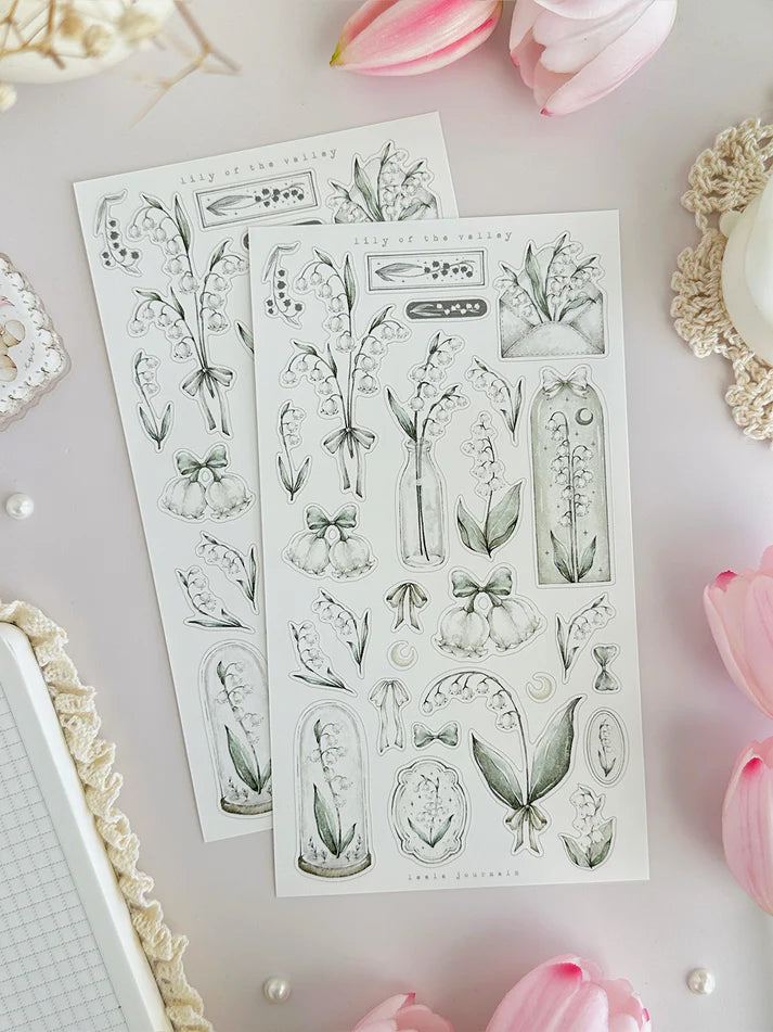leelajournals Lily of the Valley & Frames 2 Sticker Sheet - 2 pc Set
♡ 2pc sticker sheet set - 2 large
♡ pet matte (clear)
♡ all sheet dimensions estimated: L: 4x7 (in) | S: 4x3 (in)