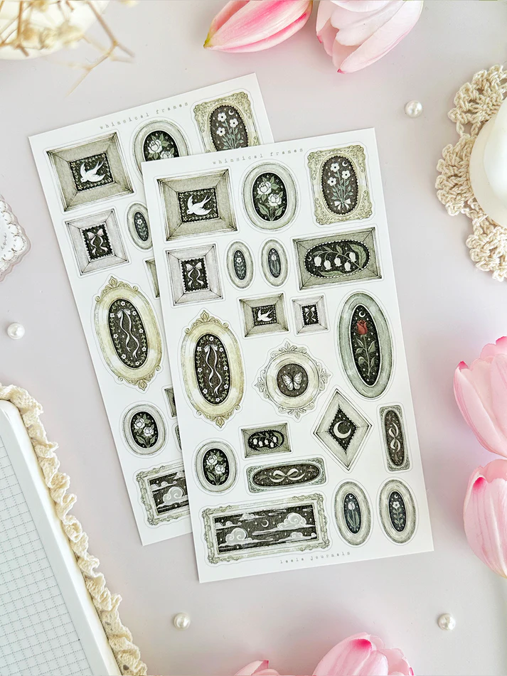 leelajournals Whimsical Deco Framed Sticker Sheet - 2 pc Set
♡ 2pc sticker sheet set - 2 large
♡ pet matte (clear)
♡ all sheet dimensions estimated: L: 4x7 (in) | S: 4x3 (in)