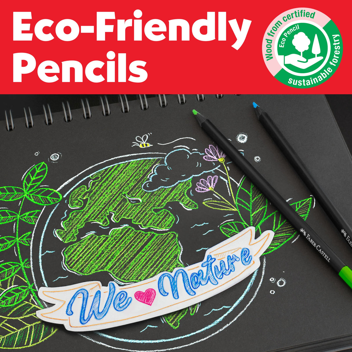 Faber-Castell Black Edition Colored Pencils - Metallic - Box of 12